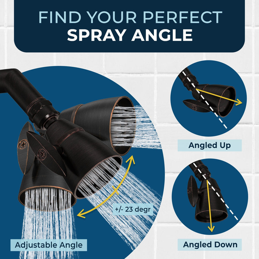 Adjustable Angle HammerHead Showers 2 Inch Metal Shower Head Competitor Comsparison Oil Rubbed Bronze / 1.75 - The Shower Head Store