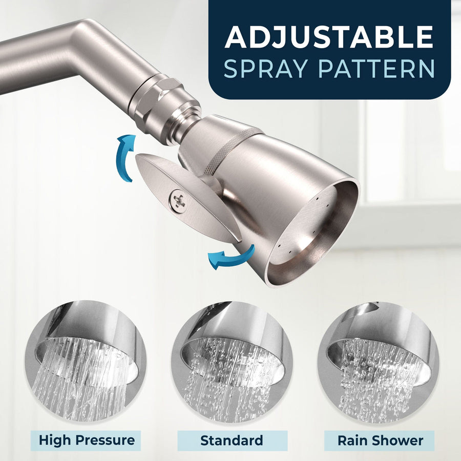 Adjustable Spray Pattern HammerHead Showers 2 Inch Metal Shower Head Competitor Comparison Brushed Nickel / 1.75 - The Shower Head Store