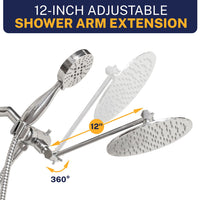 Shower Arm 3-Spray Dual with Adjustable Arm Chrome / 2.5 GPM - The Shower Head Store