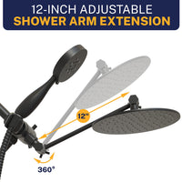 Extension Arm 3-Spray Dual with Adjustable Arm Matte Black / 2.5 GPM - The Shower Head Store