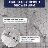 Shower Arm Extension Square Dual Shower Head Set Brushed Nickel  / 2.5 - The Shower Head Store