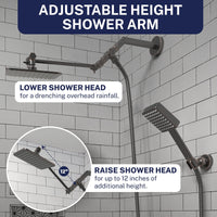 Shower Arm Extension Square Dual Shower Head Set Oil Rubbed Bronze  / 2.5 - The Shower Head Store