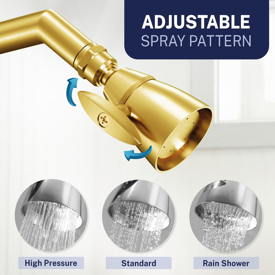 Adjustable Spray California Compliant Low Flow HammerHead Showers 2-Inch Shower Head Brushed Gold / 1.75 - The Shower Head Store