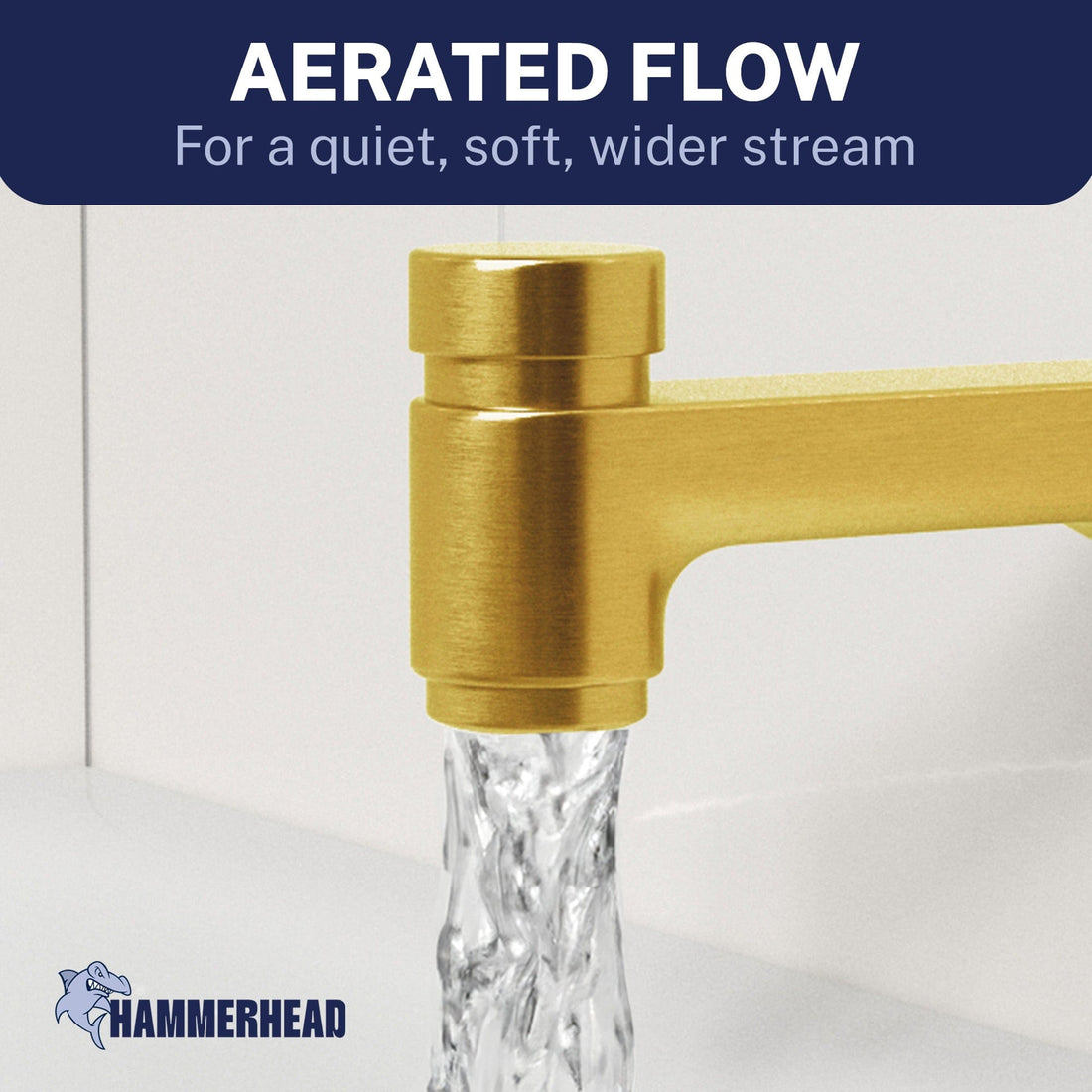 Aerated Flow Spring Loaded Tub Spout Brushed Gold - The Shower Head Store