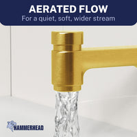 Aerated Flow Spring Loaded Tub Spout Brushed Gold - The Shower Head Store