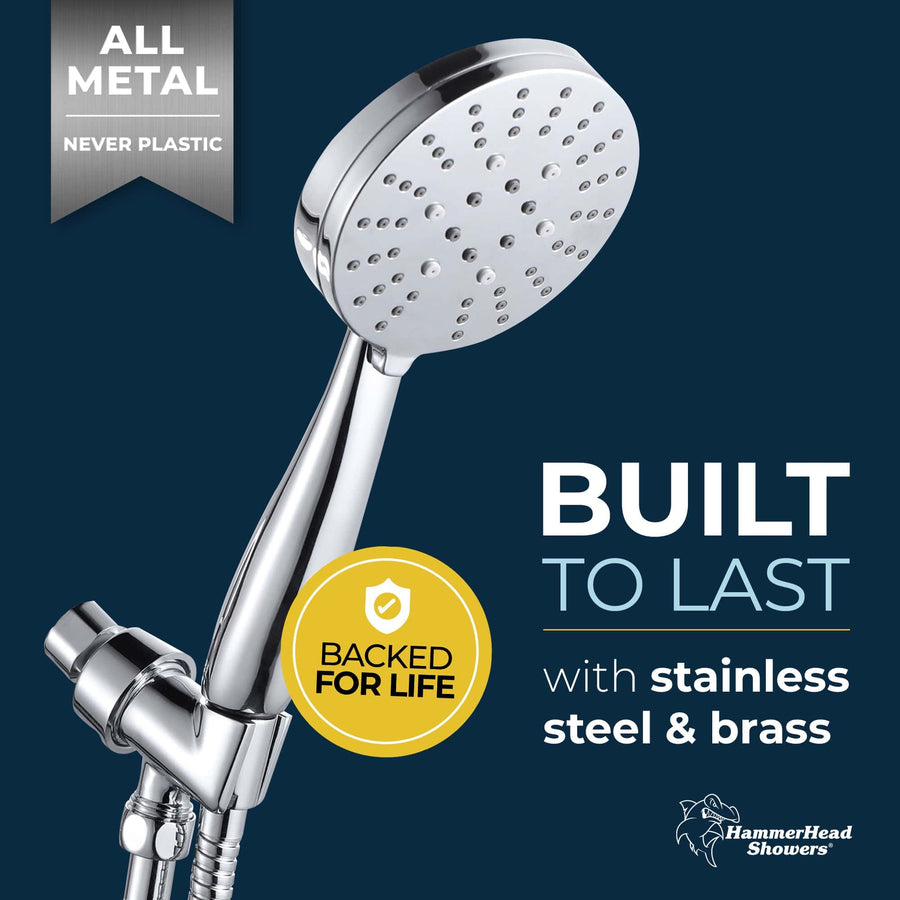 Built to Last 3 Spray Settings for Handheld Shower Head Massage Wide and Mist Spray 2.5 / Chrome - The Shower Head Store
