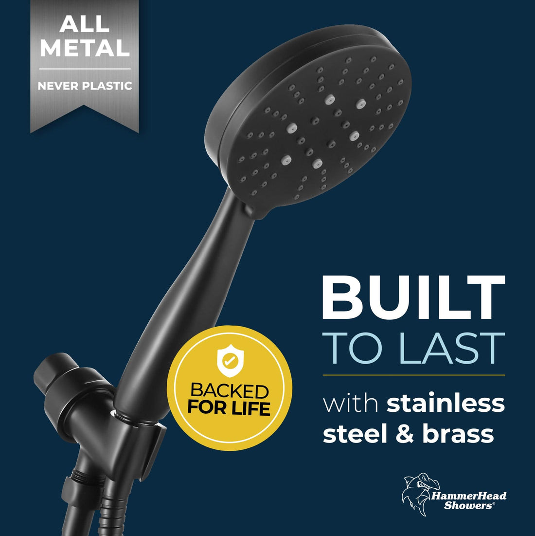 Built to Last 3 Spray Settings for Handheld Shower Head Massage Wide and Mist Spray 2.5 / Matte Black - The Shower Head Store