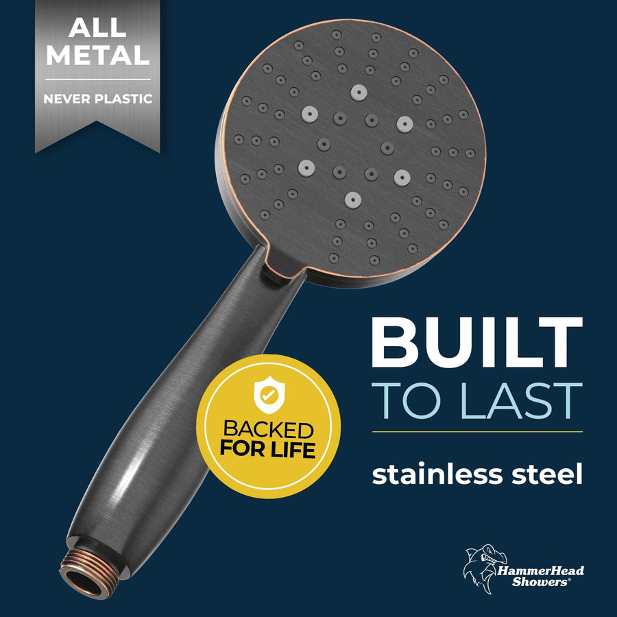 Built to Last All Metal 3-Spray Handheld Shower Head, Handshower Only Oil Rubbed Bronze  / 2.5 - The Shower Head Store