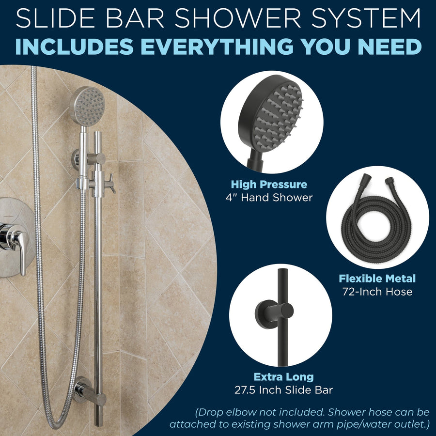 All Parts Included for Slide Bar and Handheld Shower Head with Hose All Metal by HammerHead Showers Matte Black - The Shower Head Store