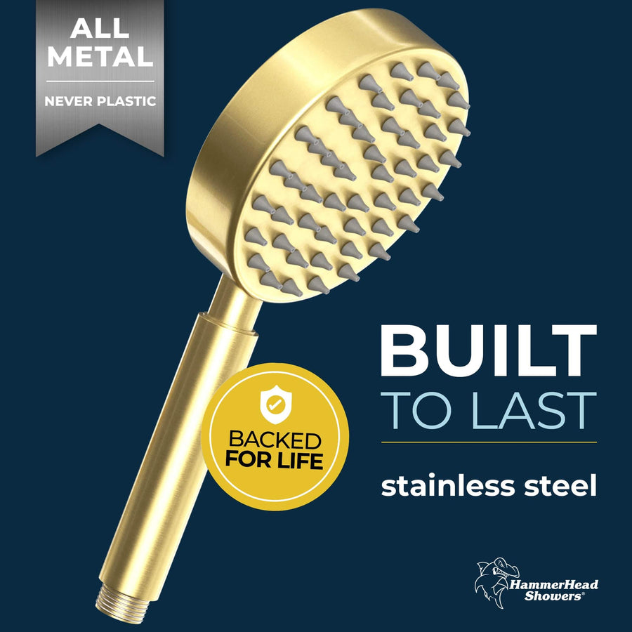 Built to Last All Metal 1-Spray Handshower Brushed Gold / 2.5 - The Shower Head Store