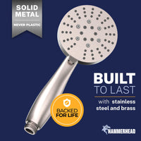 Built to Last All Metal 3-Spray Handheld Shower Head, Handshower Only Brushed Nickel / 2.5 GPM Brushed Nickel / 1.75 GPM - The Shower Head Store