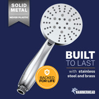 Built to Last All Metal 3-Spray Handheld Shower Head, Handshower Only Chrome / 2.5 GPM Chrome / 1.75 GPM - The Shower Head Store