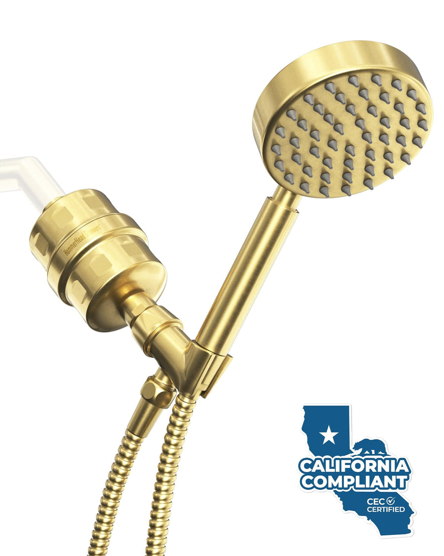 Main Image All Metal Shower Head Filter with 1-Spray Handheld Shower Head Set Brushed Gold / 1.75 - The Shower Head Store