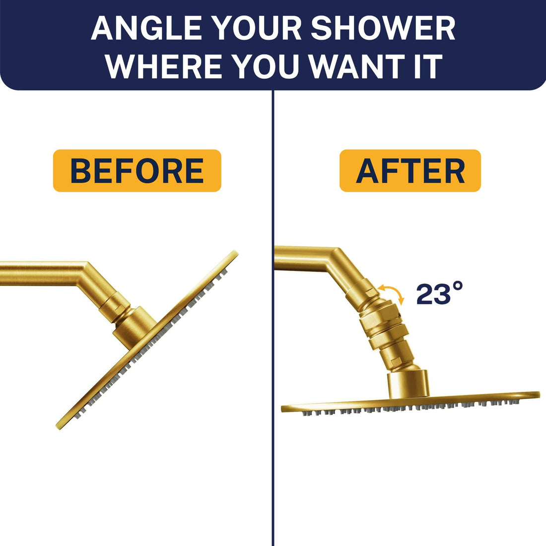 Angle Your Showers Shower Head Swivel Adapter To Adjust Showerhead Angle Brushed Gold