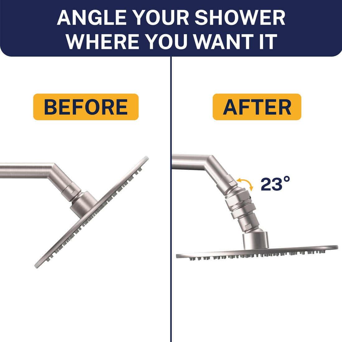 Angle Your Shower Swivel Adapter - 100% METAL Shower Head Swivel Adapter To Adjust Showerhead Angle, Brushed Nickel - The Shower Head Store