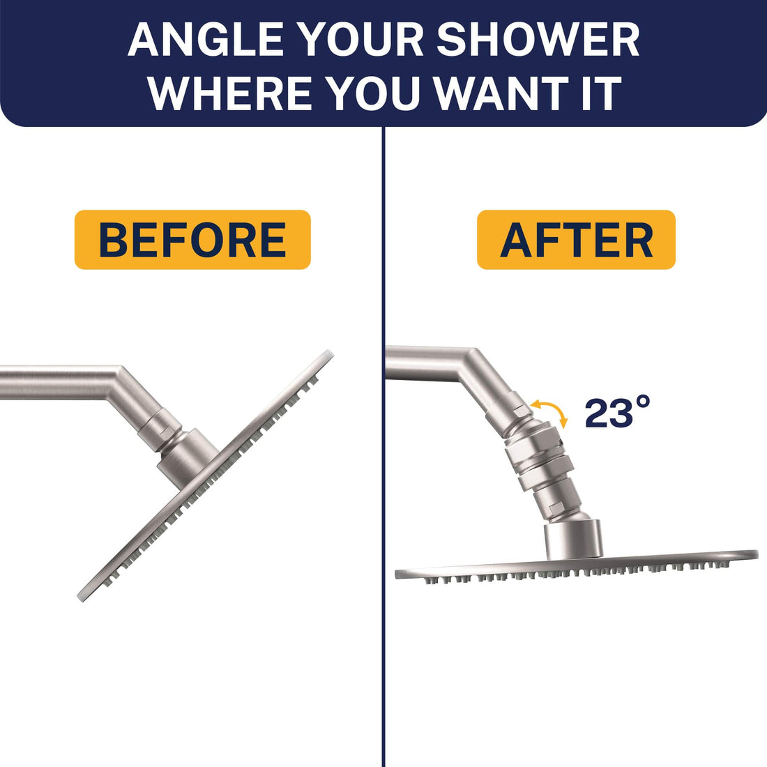 Angle your shower Swivel Adapter with Extended Threads for a Leak Free Seal HammerHead Showers Brushed Nickel - The Shower Head Store