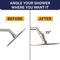 Angle your shower Swivel Adapter with Extended Threads for a Leak Free Seal HammerHead Showers Brushed Nickel - The Shower Head Store