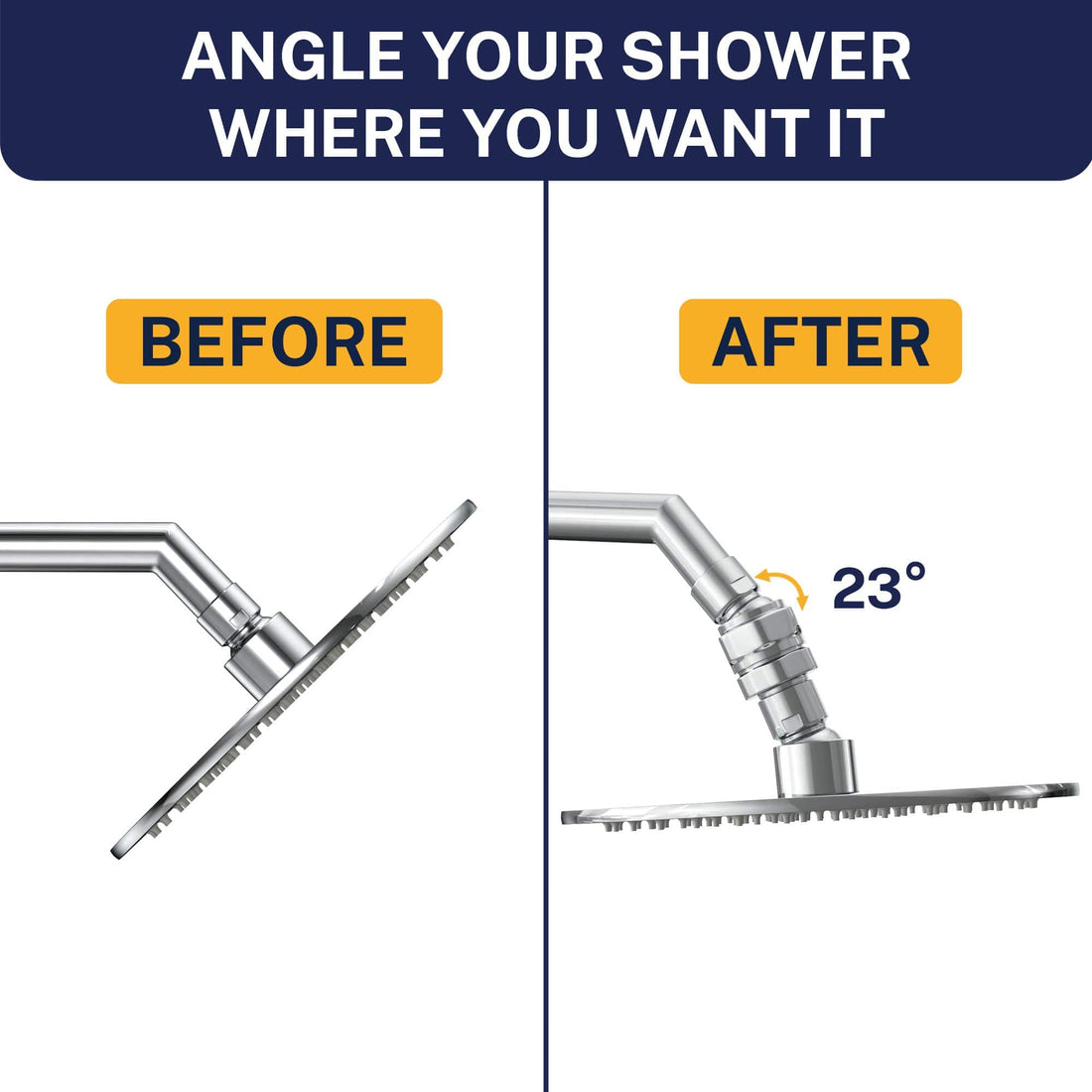 Angle Your Shower Swivel Adapter - 100% METAL Shower Head Swivel Adapter To Adjust Showerhead Angle, Chrome - The Shower Head Store