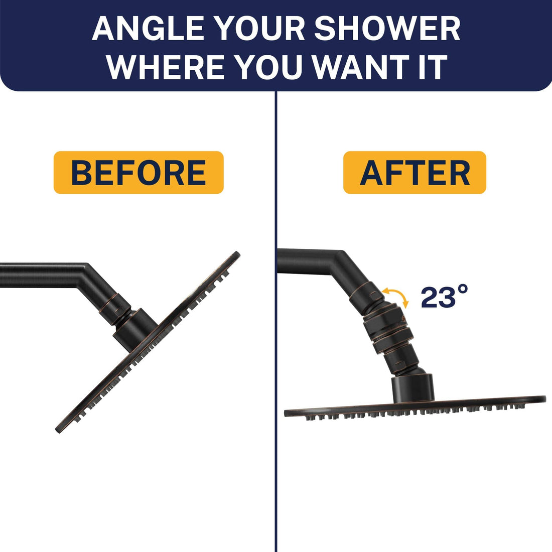 Angle Your Shower Swivel Adapter - 100% METAL Shower Head Swivel Adapter To Adjust Showerhead Angle, Oil Rubbed Bronze - The Shower Head Store