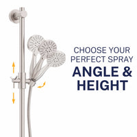 Angle and Height Slide Bar with 3-Spray Hand Held Shower Head & Hose Brushed Nickel / 2.5 GPM Brushed Nickel / 1.75 GPM  - The Shower Head Store
