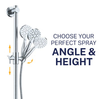 Angle and Height Slide Bar with 3-Spray Hand Held Shower Head & Hose Chrome / 2.5 GPM Chrome / 1.75 GPM  - The Shower Head Store