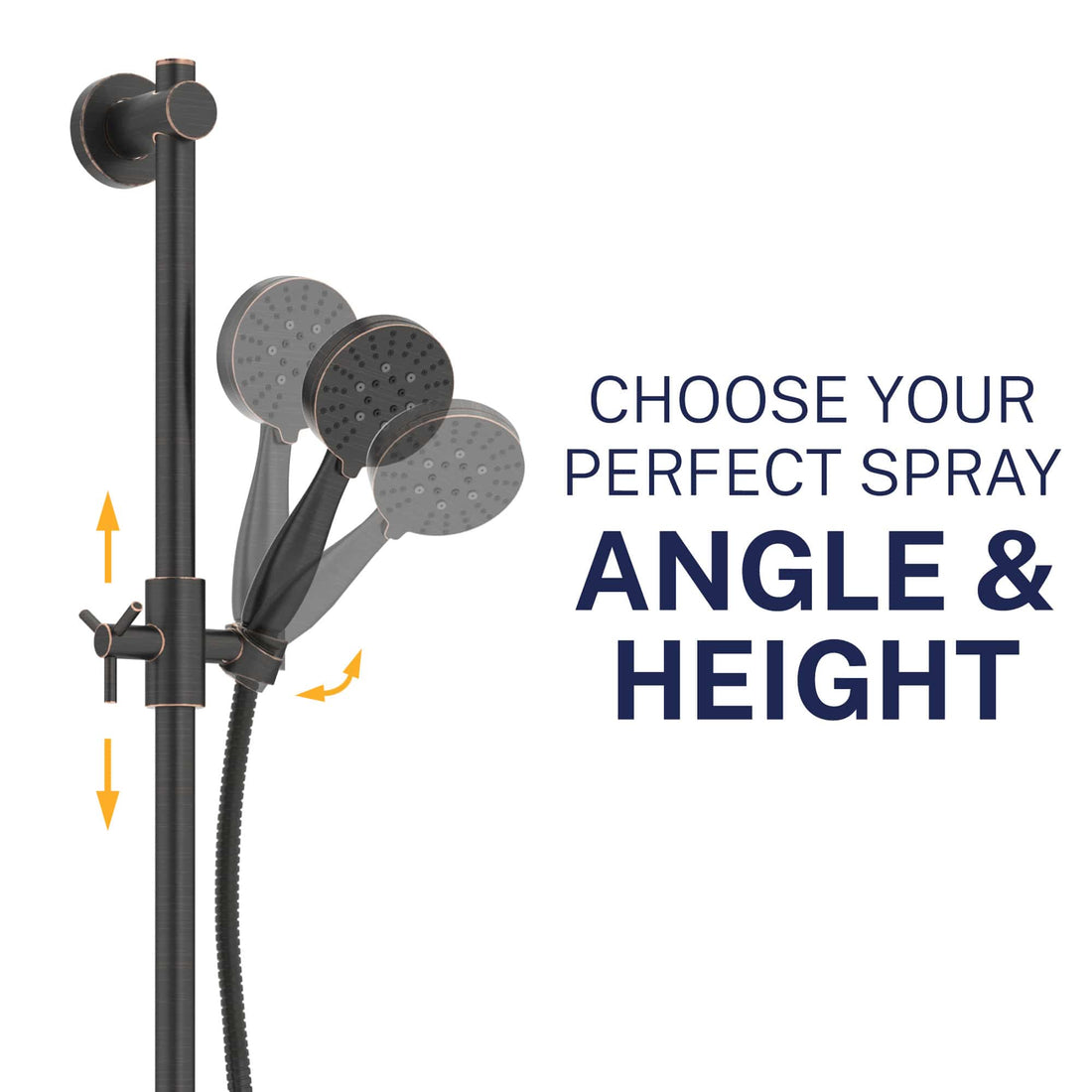 Angle and Height Slide Bar with 3-Spray Hand Held Shower Head & Hose Oil Rubbed Bronze / 2.5 GPM Oil Rubbed Bronze / 1.75 GPM  - The Shower Head Store