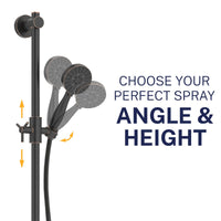 Angle and Height Slide Bar with 3-Spray Hand Held Shower Head & Hose Oil Rubbed Bronze / 2.5 GPM Oil Rubbed Bronze / 1.75 GPM  - The Shower Head Store