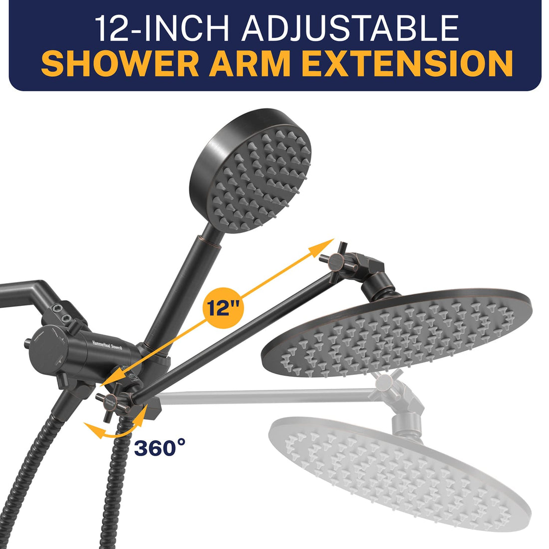 Adjustable Arm 1-Spray Dual with Adjustable Arm Oil Rubbed Bronze / 2.5 GPM - The Shower Head Store