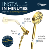 Assembly All Metal Handheld Shower Head Set 1-Spray Brushed Gold / 2.5 - The Shower Head Store
