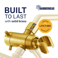 Built to Last HammerHead Showers Solid Brass 3-Way Diverter With Handheld Shower Holder Brushed Gold - The Shower Head Store