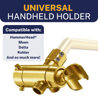 Compatibility HammerHead Showers Solid Brass 3-Way Diverter With Handheld Shower Holder Brushed Gold - The Shower Head Store