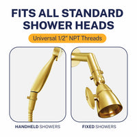 Compatibility Precise Flow Control Main Image Trickle Valve Installed to Handheld Shower Head Brushed Gold - The Shower Head Store
