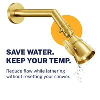 Temperature Control Trickle Valve Installed to Handheld Shower Head Brushed Gold - The Shower Head Store