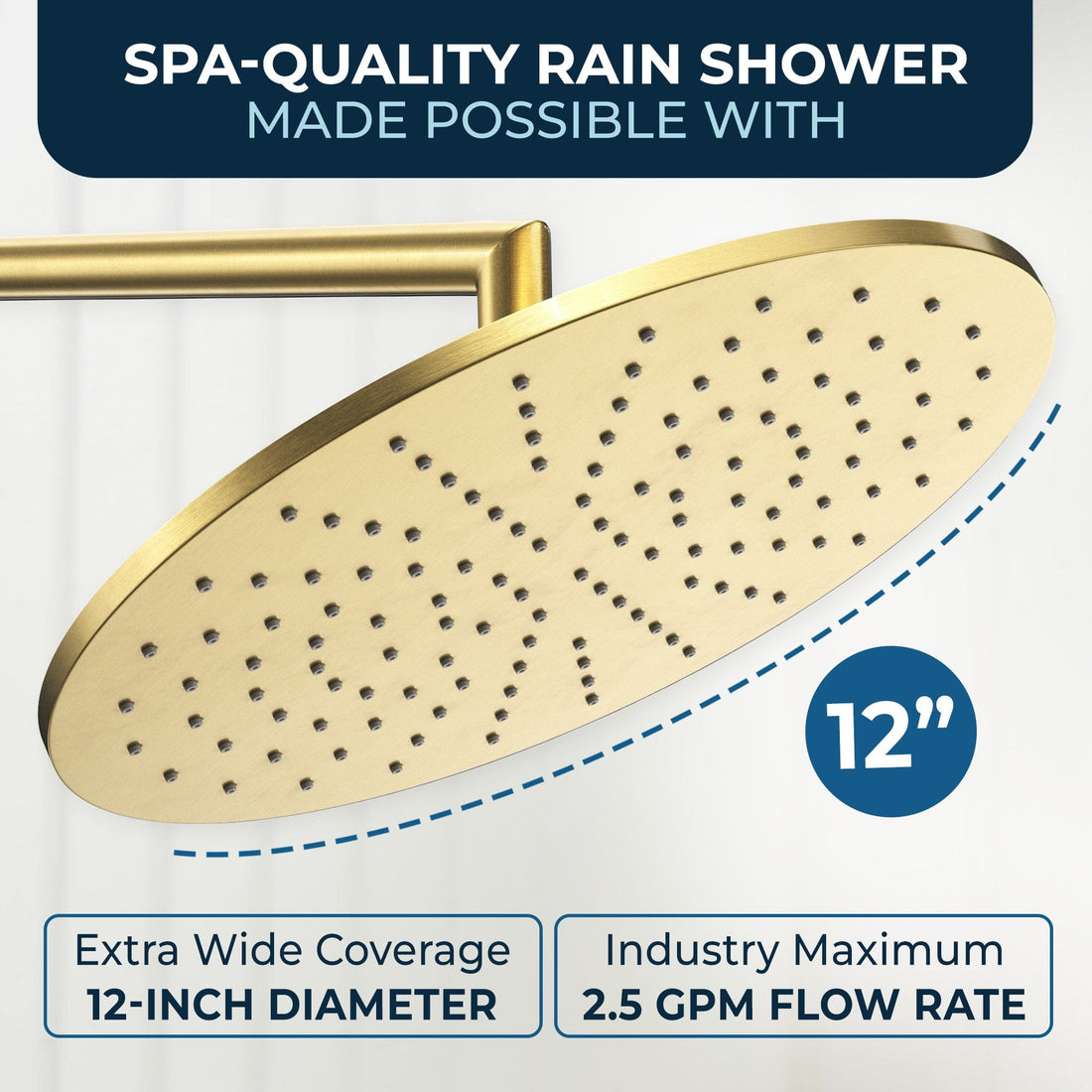 Spa Quality All Metal Shower Slide Bar With Handheld Shower Head – Complete Shower System With Valve And Trim Brushed Gold / 2.5 - The Shower Head Store