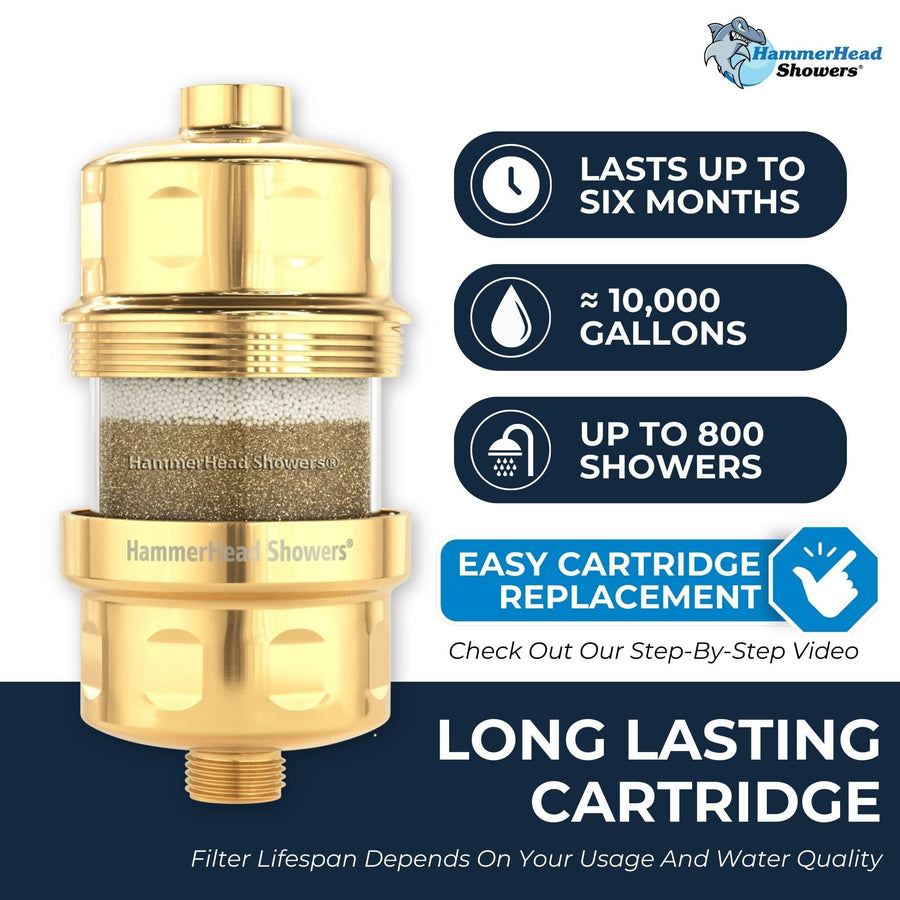 Long Lasting Shower Head Filter Polished Brass - The Shower Head Store