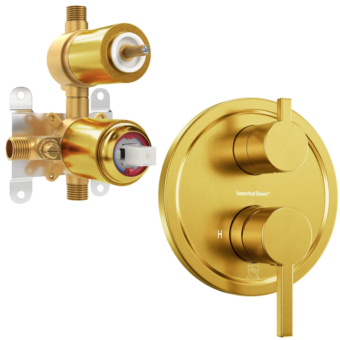 Main Image 2-Handle Valve and Trim Brushed Gold  - The Shower Head Store