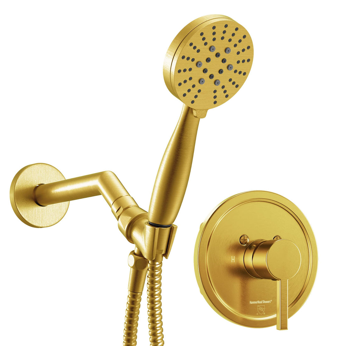 1-Handle Shower Valve System with 3-Spray Handheld Shower Head Brushed Gold / 2.5 GPM - The Shower Head Store