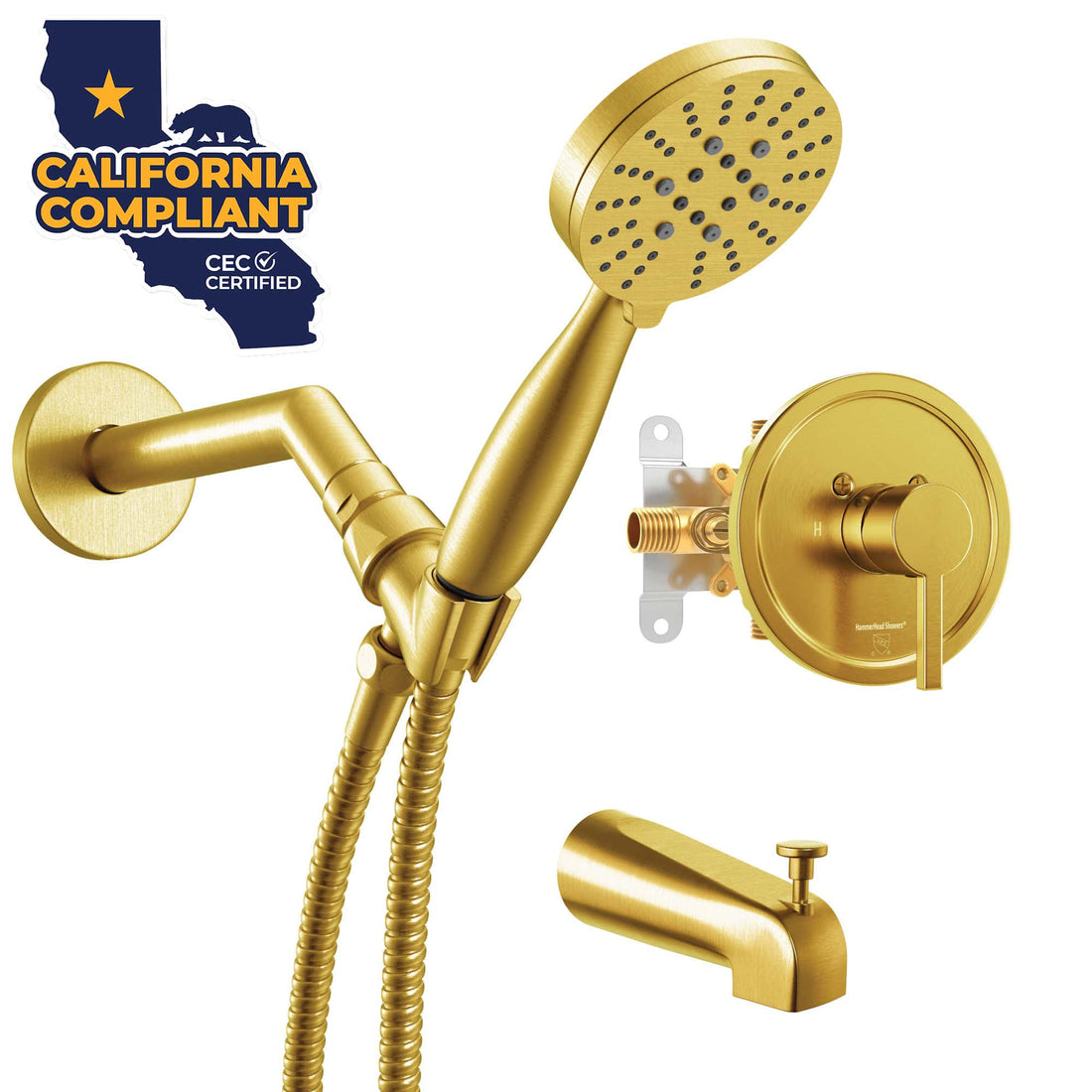 Main Image 1-Handle Valve and Trim Shower System Brushed Gold / 1.75 GPM - The Shower Head Store