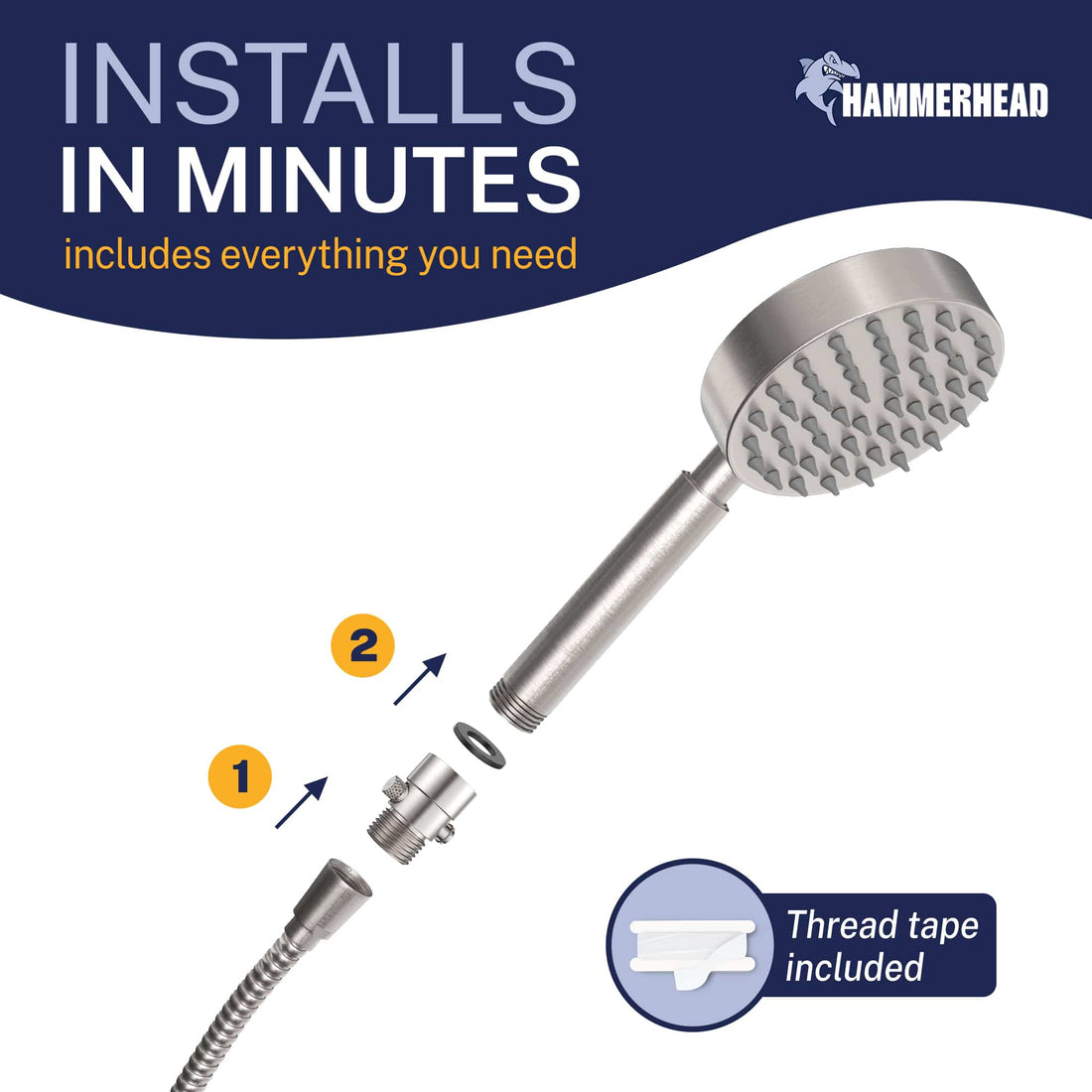 Installation Trickle Valve Installed to Handheld Shower Head Brushed Nickel - The Shower Head Store