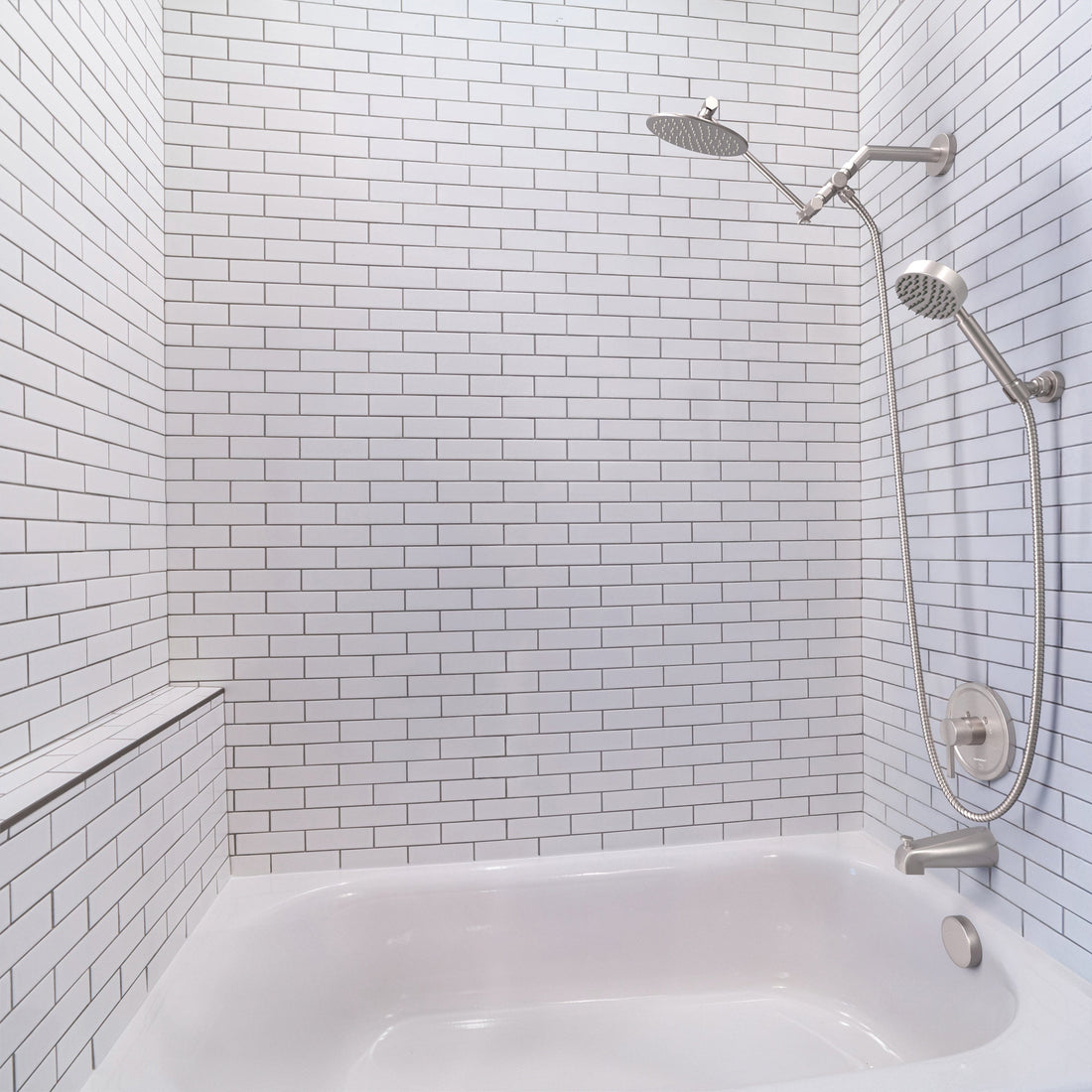 Lifestyle All Metal Dual Shower Head with Adjustable Arm and Shower Head Wall Mount with Valve and Trim Brushed Nickel  / 2.5 - The Shower Head Store