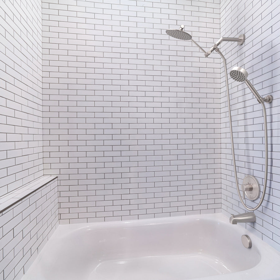 Lifestyle All Metal Dual Shower Head with Adjustable Arm and Shower Head Wall Mount with Valve and Trim Brushed Nickel  / 2.5 - The Shower Head Store