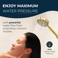 Maximum Water Pressure All Metal Handheld Shower Head Set - Complete Shower System with Valve and Trim Brushed Gold 2.5