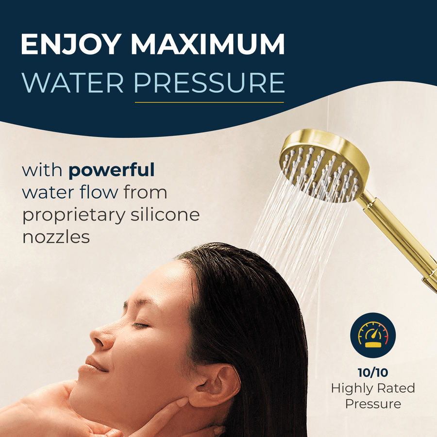 Maximum Water Pressure Valve and Trim, Low Flow 1-Spray Handheld and 7" Shower Arm Brushed Gold  / 1.75 - The Shower Head Store