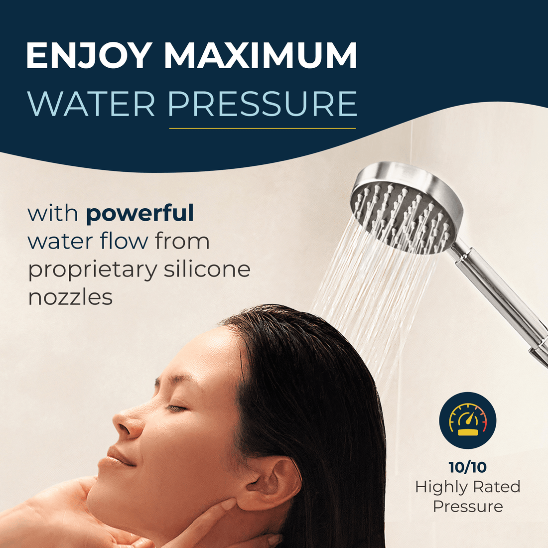 Maximum Water Pressure All Metal Handheld Shower Head Set - Complete Shower System with Valve and Trim Chrome2.5