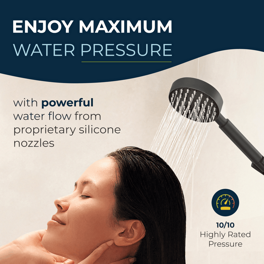 Maximum Water Pressure All Metal Handheld Shower Head Set - Complete Shower System with Valve and Trim Matte Black 2.5