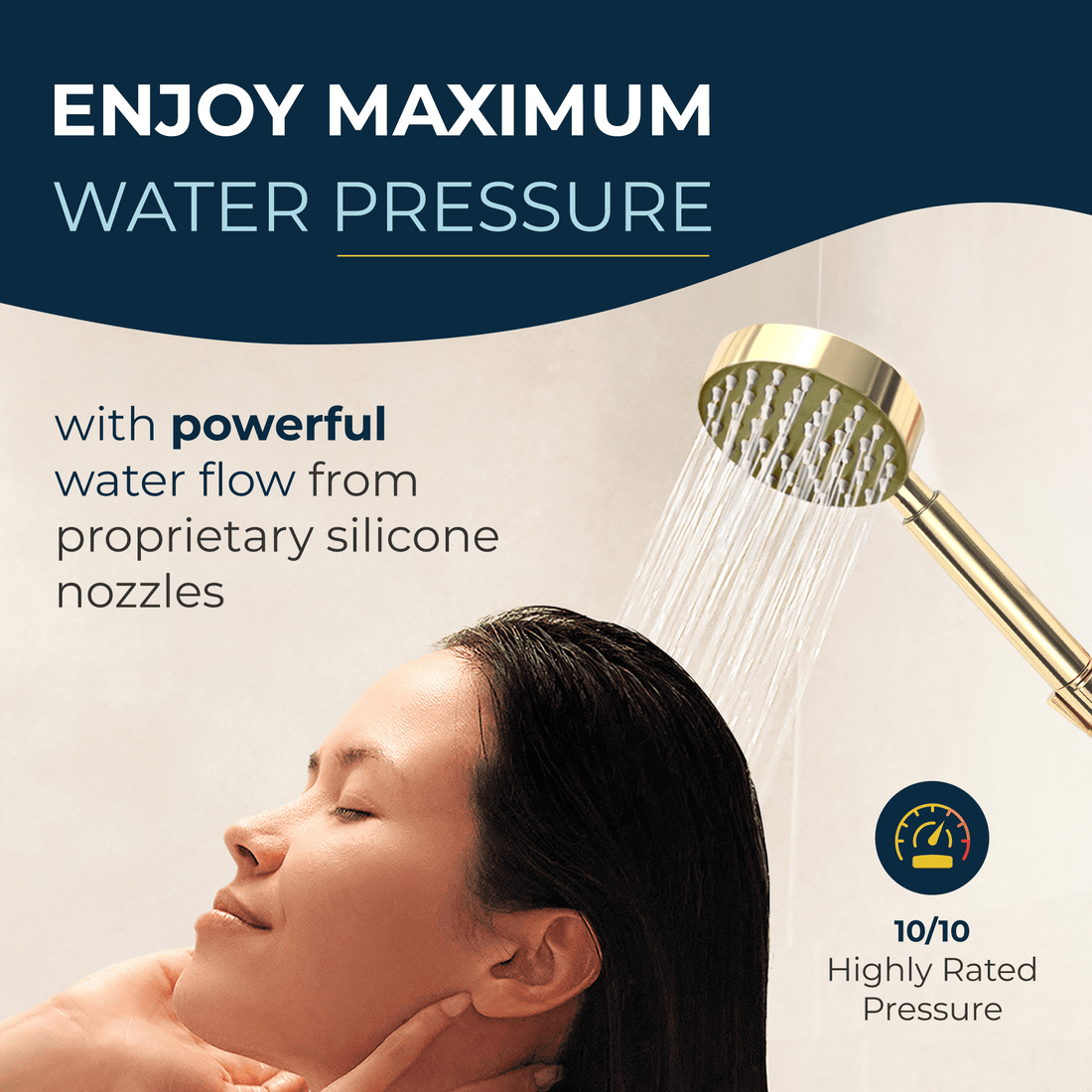 Maximum Water Pressure All Metal Handheld Shower Head Set - Complete Shower System with Valve and Trim Polished Brass 2.5