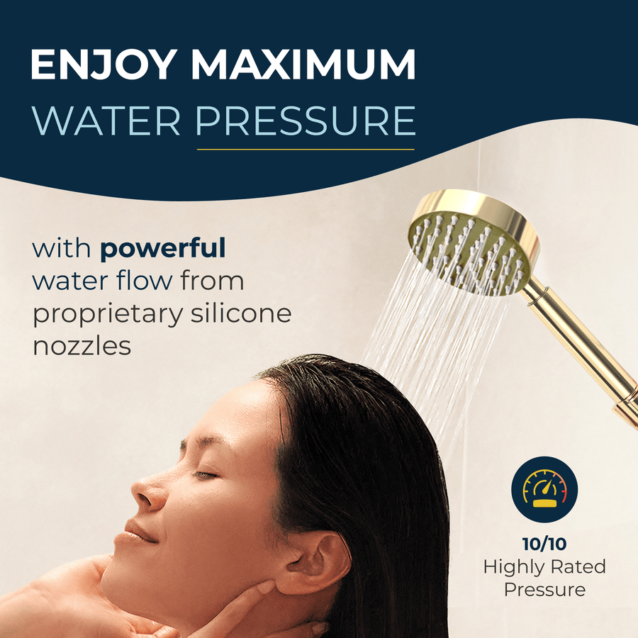 Maximum Water Pressure Valve and Trim, Low Flow 1-Spray Handheld and 7" Shower Arm Polished Brass  / 1.75 - The Shower Head Store