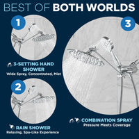 Best of Both Worlds All Metal Dual Shower Head with Adjustable Arm - Complete Shower System with Valve and Trim Chrome / 2.5 - The Shower Head Store