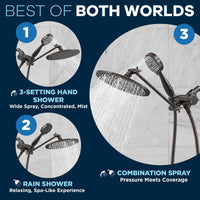 Best of Both Worlds All Metal Dual Shower Head with Adjustable Arm - Complete Shower System with Valve and Trim Oil Rubbed Bronze  / 2.5 - The Shower Head Store