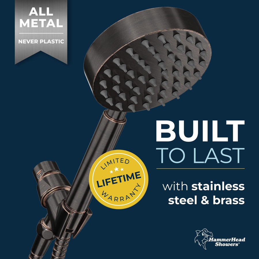 Built to Last All Metal Handheld Shower Head Set 1-Spray Chrome - The Shower Head Store Oil Rubbed Bronze / 2.5